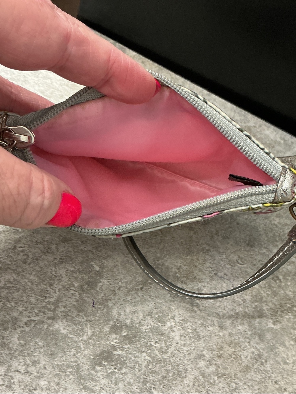 Coach Gray Multicolor Graffiti Wristlet with Pink Accents - Picture 5 of 5